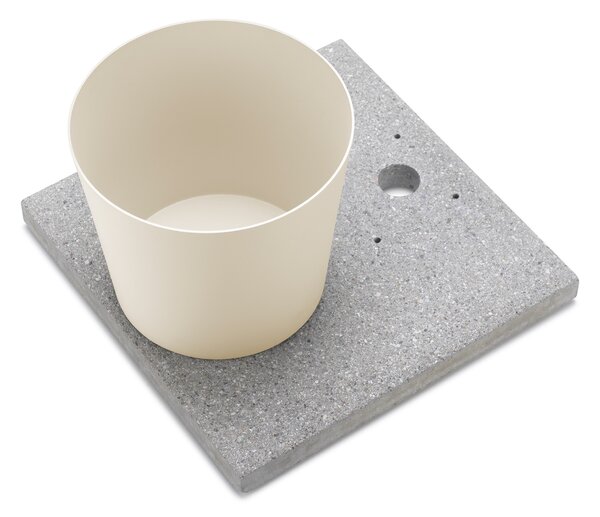 Base con Vaschetta per Fontane con Ghiera Grande 40x40x5 cm in Cemento Belfer 42/BSE/3 Avorio