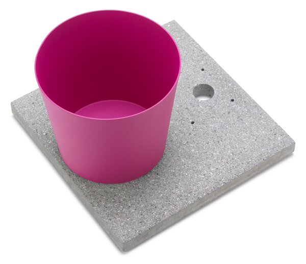 Base con Vaschetta per Fontane con Ghiera Grande 40x40x5 cm in Cemento Belfer 42/BSE/3 Ciclamino