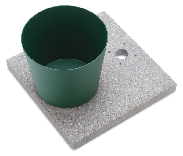 Base con Vaschetta per Fontane con Ghiera Piccola 40x40x5 cm in Cemento Belfer 42/BSE/4 Verde