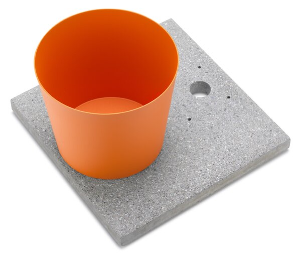 Base con Vaschetta per Fontane con Ghiera Grande 40x40x5 cm in Cemento Belfer 42/BSE/3 Arancione