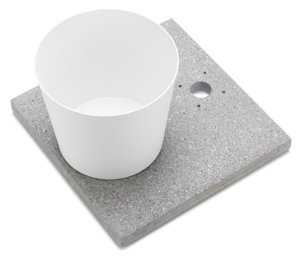 Base con Vaschetta per Fontane con Ghiera Piccola 40x40x5 cm in Cemento Belfer 42/BSE/4 Bianco