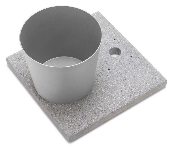 Base con Vaschetta per Fontane con Ghiera Grande 40x40x5 cm in Cemento Belfer 42/BSE/3 Alluminio