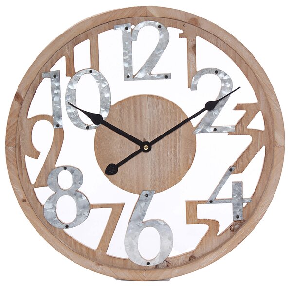 Orologio da Parete Ø40 cm in Mdf e Metallo Marrone