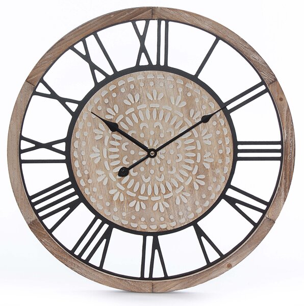 Orologio da Parete Ø50 cm in Mdf e Metallo Marrone