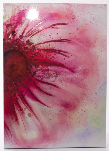 Quadro Dipinto Fiori Rosa 50x70 cm Cornice in Abete Multicolor