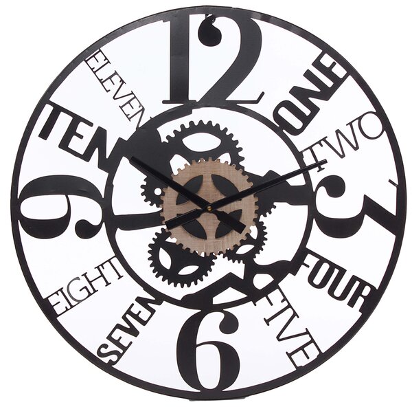 Orologio da Parete Ø60 cm in Mdf e Metallo Nero