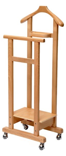 Indossatore Servomuto in Legno con Rotelle 31x45x115 cm Mimmo Naturale