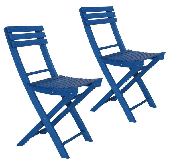 Set 2 Sedie Pieghevoli in Legno Basic Azzurro