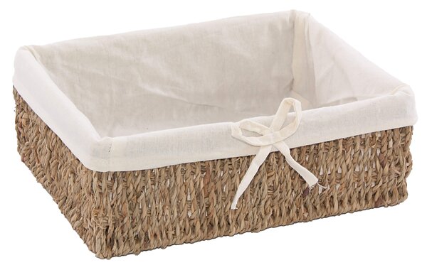 Cestino 26x20xH9 cm in Cordoncino e Cotone Marrone e Ecrù