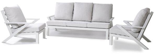 Set Salotto da Giardino Divano + 2 Poltrone in Alluminio Malaga Bianco