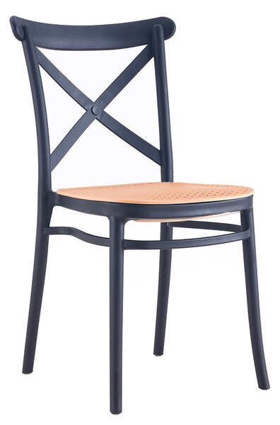Sedia da Giardino 40x50xH84 cm in Polipropilene Tosca Nera/Corda