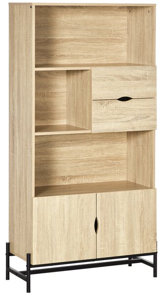 Libreria a Parete 80x35x155 cm in MDF e Metallo Legno Naturale