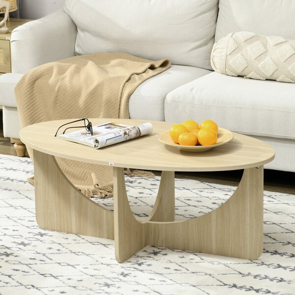 Tavolino Ovale 110x60x45 cm in Truciolato Rovere