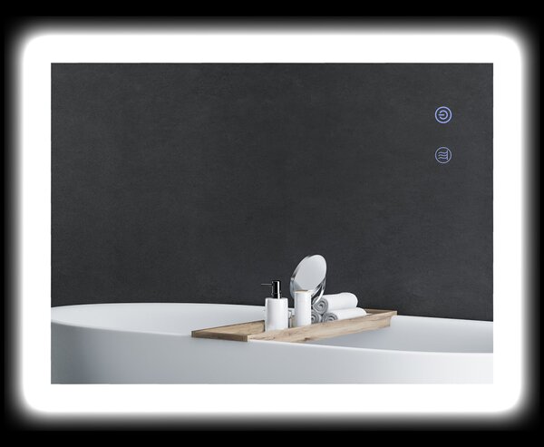 Specchio da Bagno 80x60x3 cm con LED 3 Colori Regolabili in Metallo e Vetro