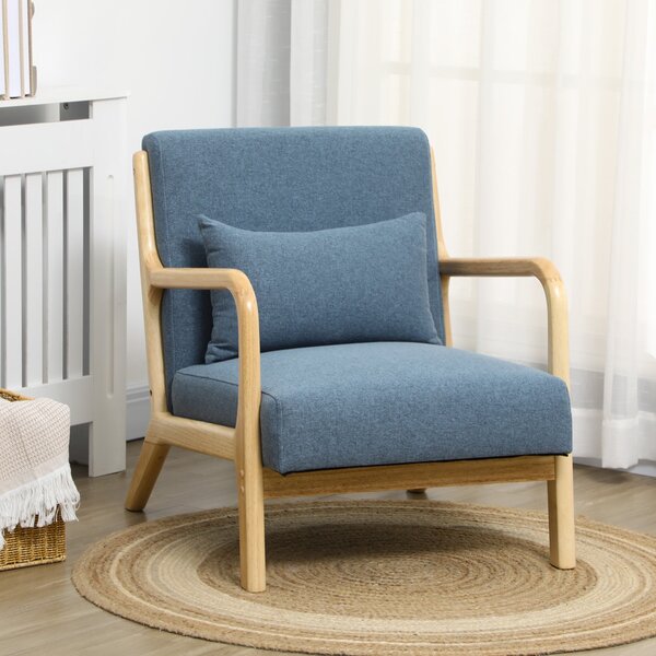 Poltroncina 66x80x77,5 cm in Tessuto Effetto Lino Blu