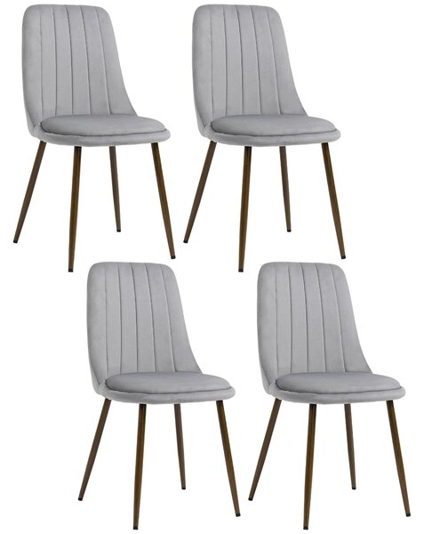 Set 4 Sedie Imbottite 47x55x86 cm in Poliestere e Acciaio Grigio