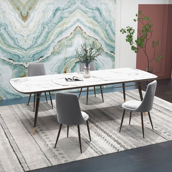 Set 4 Sedie Imbottite 47x55x86 cm in Poliestere e Acciaio Grigio