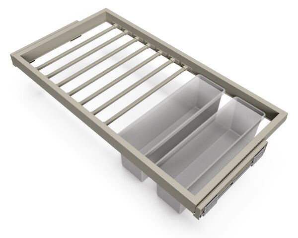 Kit 7 Aste Pantaloni e 2 Vassoi per Armadio 900 mm in Acciaio Emuca Grigio Pietra