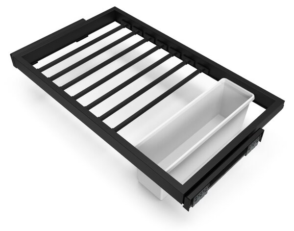 Kit 7 Aste Pantaloni e Vassoio per Armadio 800 mm in Acciaio Emuca Nero