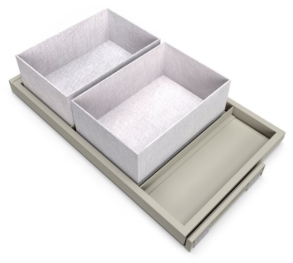Kit 2 Cestelli e Vassoio per Amadio Regolabile 800 mm Emuca Grigio Pietra