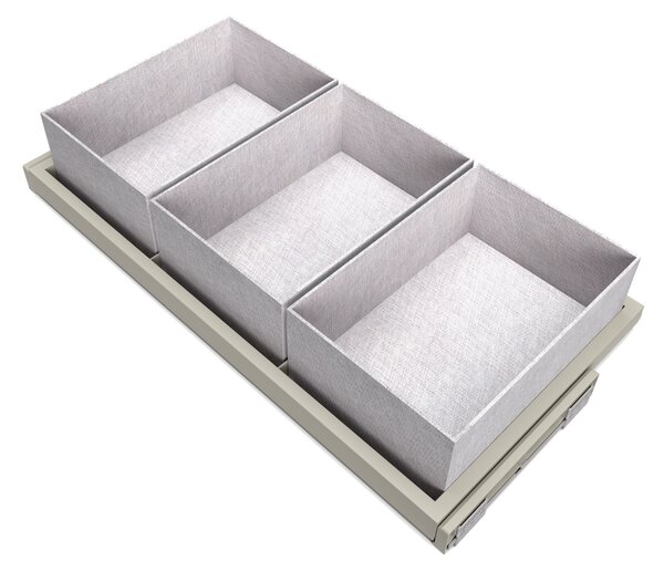 Kit 3 Cestelli e Vassoio per Amadio Regolabile 900 mm Emuca Grigio Pietra