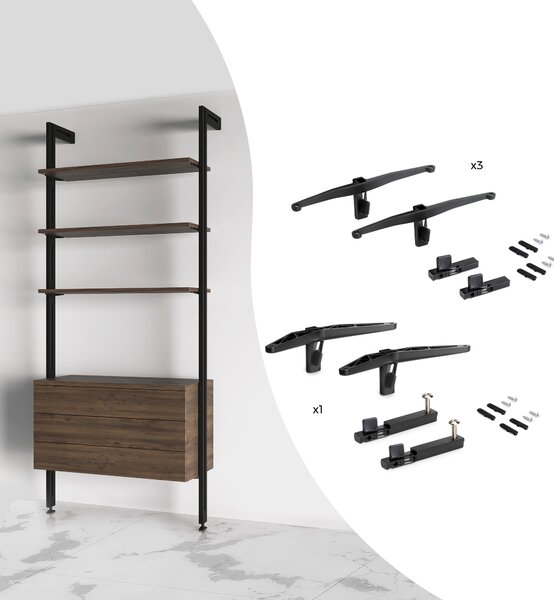 Kit Supporti per Mensole in Legno e Alluminio Emuca Zero Nero