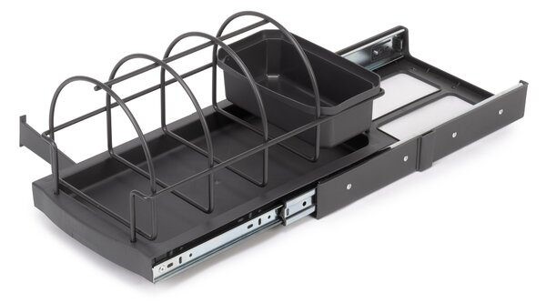 Vassoio Estraibile per Accessori Mobili Cucina 260x430x245 mm in Plastica Emuca Grigio Antracite