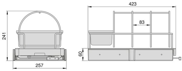 Vassoio Estraibile per Accessori Mobili Cucina 260x430x245 mm in Plastica Emuca Grigio Antracite