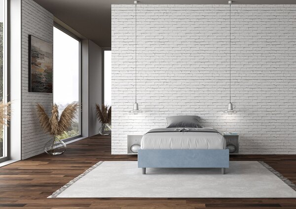 Letto Matrimoniale Francese Sommier 140x190 cm Senza Rete Azelia Azzurro