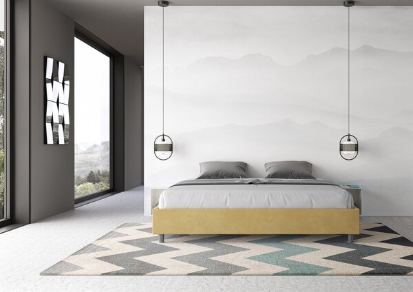Letto Matrimoniale Extra Large Sommier 190x190 cm Senza Rete Azelia Ocra