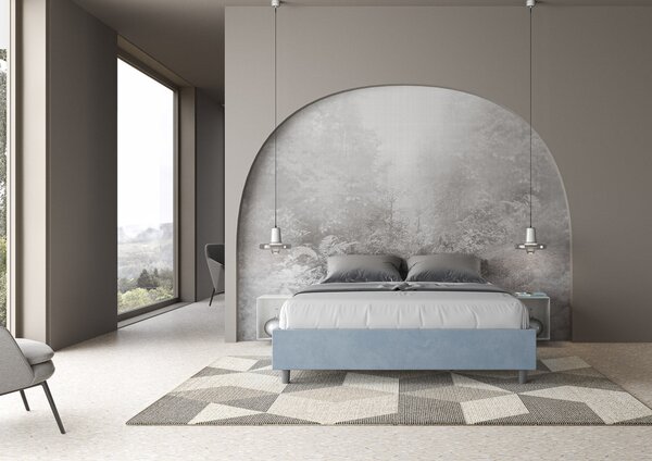 Letto Matrimoniale Sommier 160x190 cm Senza Rete Azelia Azzurro