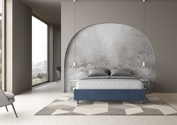 Letto Matrimoniale Sommier 160x190 cm Senza Rete Azelia Blu