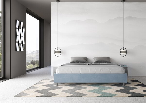 Letto Matrimoniale Extra Large Sommier 190x190 cm Senza Rete Azelia Azzurro