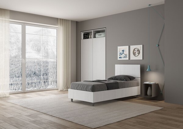 Letto Singolo 80x190 cm Senza Rete Demas Testata Dritta Bianco Frassino