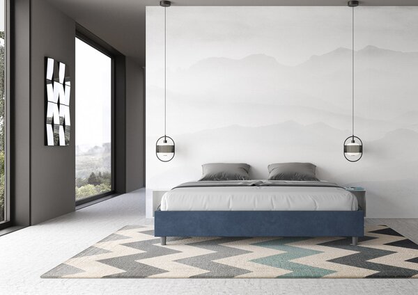 Letto Matrimoniale Extra Large Sommier 190x190 cm Senza Rete Azelia Blu