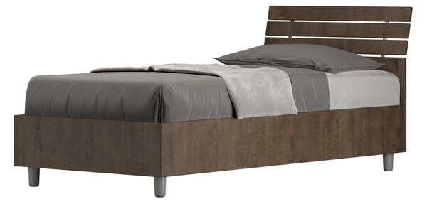 Letto Singolo 80x190 cm Senza Rete Ankel Testata Doghe Inclinata Noce