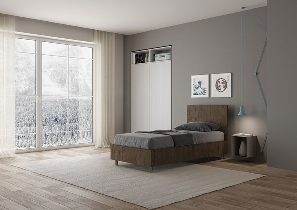 Letto Singolo 80x190 cm Senza Rete Demas Testata Dritta Noce