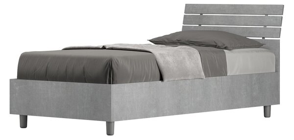 Letto Singolo 80x190 cm Senza Rete Ankel Testata Doghe Inclinata Cemento
