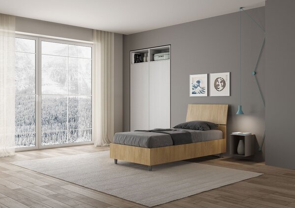 Letto Singolo 80x190 cm Senza Rete Demas Testata Inclinata Quercia