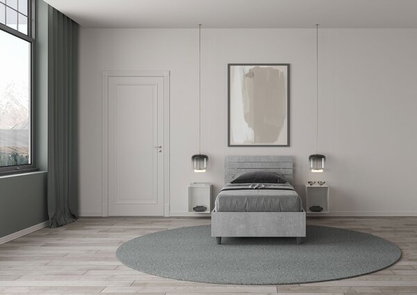 Letto Singolo 80x190 cm Senza Rete Ankel Testata Doghe Inclinata Cemento