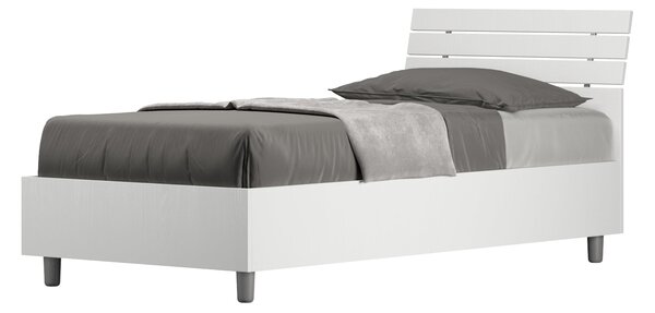 Letto Singolo 80x190 cm Senza Rete Ankel Testata Doghe Inclinata Bianco Frassino
