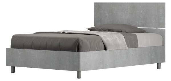 Letto 1 Piazza e Mezzo 120x190 cm Senza Rete Demas Testata Dritta Cemento