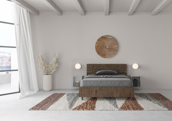 Letto 1 Piazza e Mezzo 120x190 cm Senza Rete Ankel Testata Doghe Dritta Noce