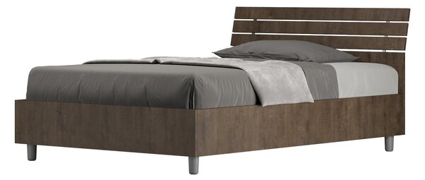 Letto 1 Piazza e Mezzo 120x190 cm Senza Rete Ankel Testata Doghe Inclinata Noce