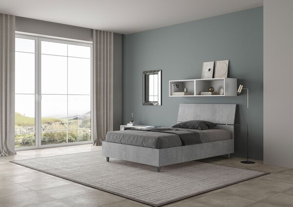 Letto 1 Piazza e Mezzo 120x190 cm Senza Rete Demas Testata Inclinata Cemento