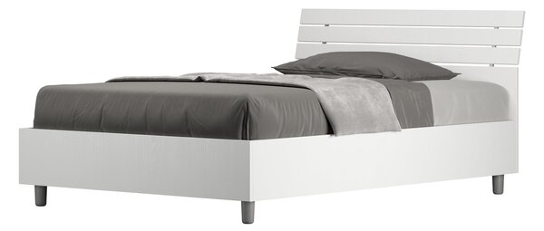 Letto 1 Piazza e Mezzo 120x190 cm Senza Rete Ankel Testata Doghe Inclinata Bianco Frassino