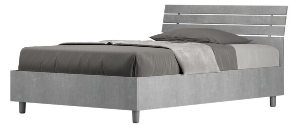 Letto 1 Piazza e Mezzo 120x190 cm Senza Rete Ankel Testata Doghe Inclinata Cemento