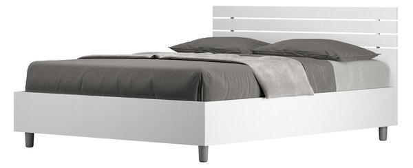 Letto Matrimoniale Francese 140x190 cm Senza Rete Ankel Testata Doghe Dritta Bianco Frassino