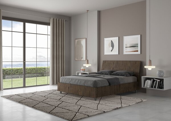 Letto Matrimoniale Francese 140x190 cm Senza Rete Demas Testata Inclinata Noce