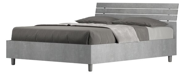 Letto Matrimoniale Francese 140x190 cm Senza Rete Ankel Testata Doghe Inclinata Cemento